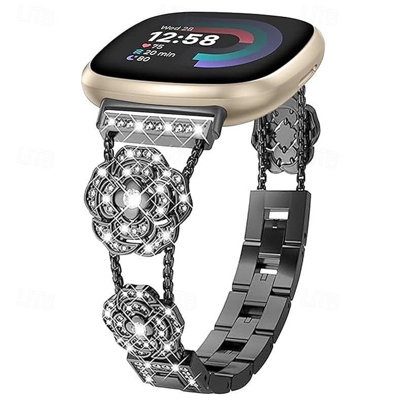 2025年 スマートウォッチバンド と互換性があります Fitbit Versa 4, Sense 2, Versa 3, Sense Versa 2 / Versa Lite / Versa SE / Versa ラインストーン スマートウォッチ ストラップ 女性 グリッター素材 ブリンブリンダイヤモンド ジュエリーブレスレット 置換 リストバンド  コレクション – $21.99 –P4