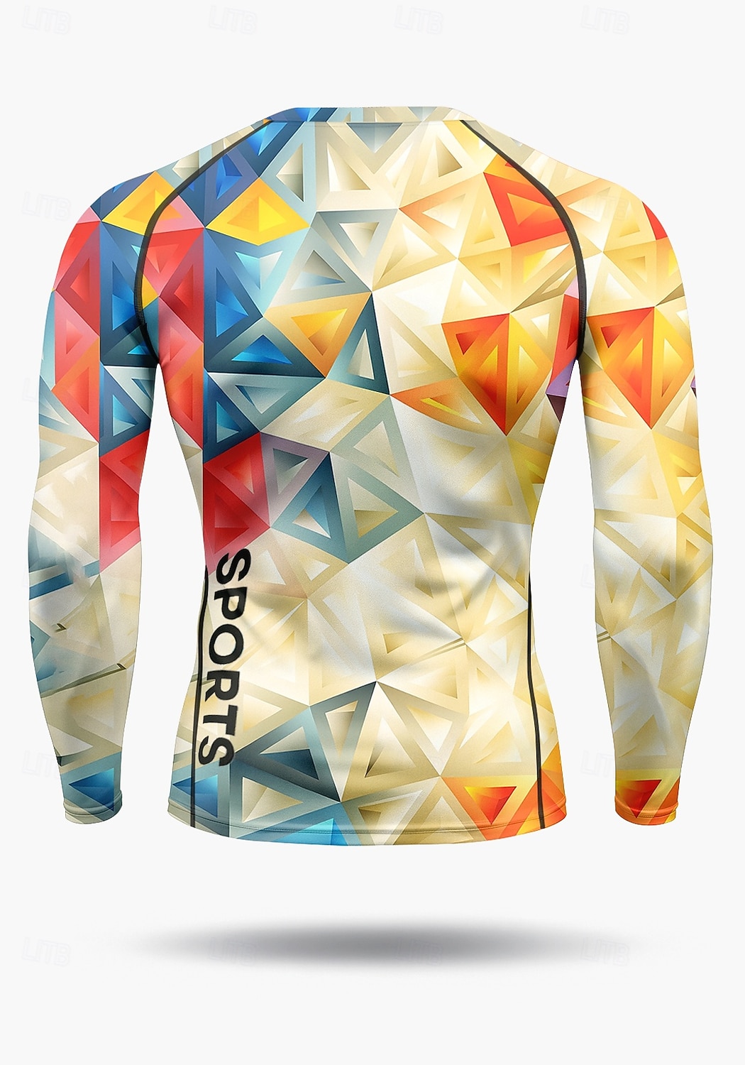 2025年 男性用 コンプレッション・シャツ ランニングＴシャツ 3Dプリント 長袖 ベース層 幾何学模様 速乾性 ビデオ圧縮 パワーフレックス 吸汗性 ジムトレーニング アクティブトレーニング 運動 スポーツウェア アクティブウェア ライトイエロー  コレクション – $14.99 –P2