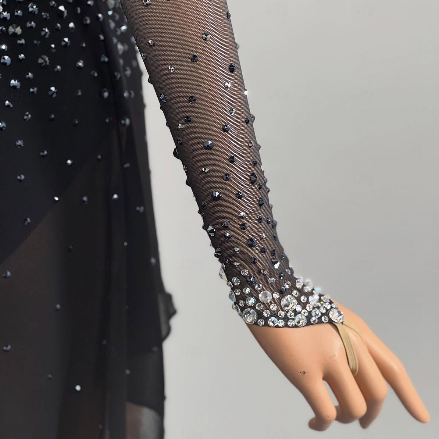 Figure Skating Dress Women's Girls' Ice Skating Dress Black Patchwork Open Back Mesh High Elasticity Training Competition Skating Wear Classic Crystal / Rhinestone Long Sleeve Ice Skating Figure 2026 - $294.19 –P6