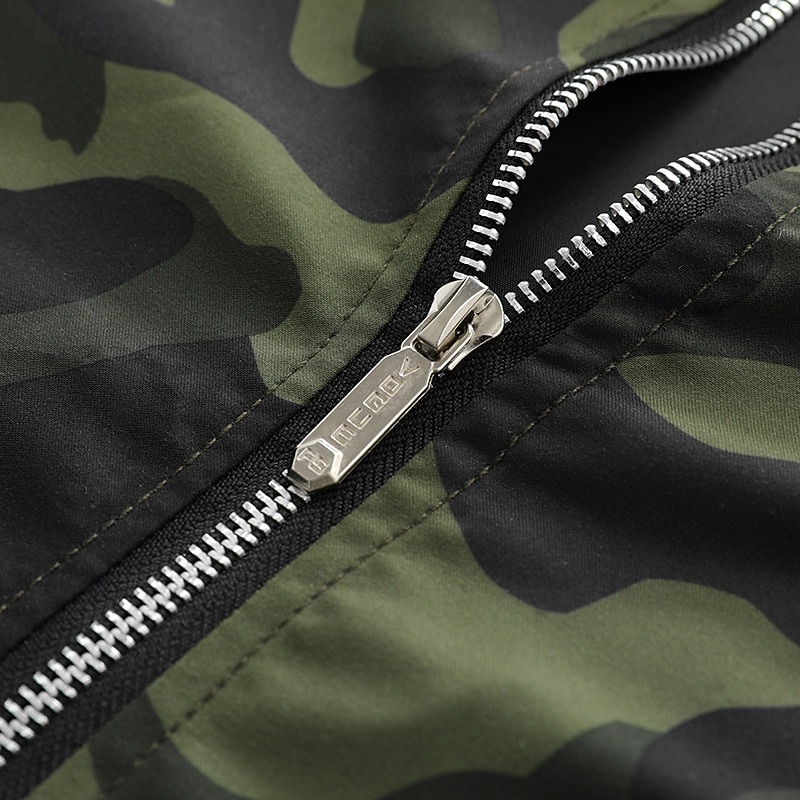 Per uomo Giacca Leggera Giubbotto bomber Giacca Casual Vacanza Quotidiano Traspirante Tasca Primavera Autunno Mimetico Moda Classico Collo alla coreana Regolare Blu Verde militare Giacca del 2026 a $42.99 –P7