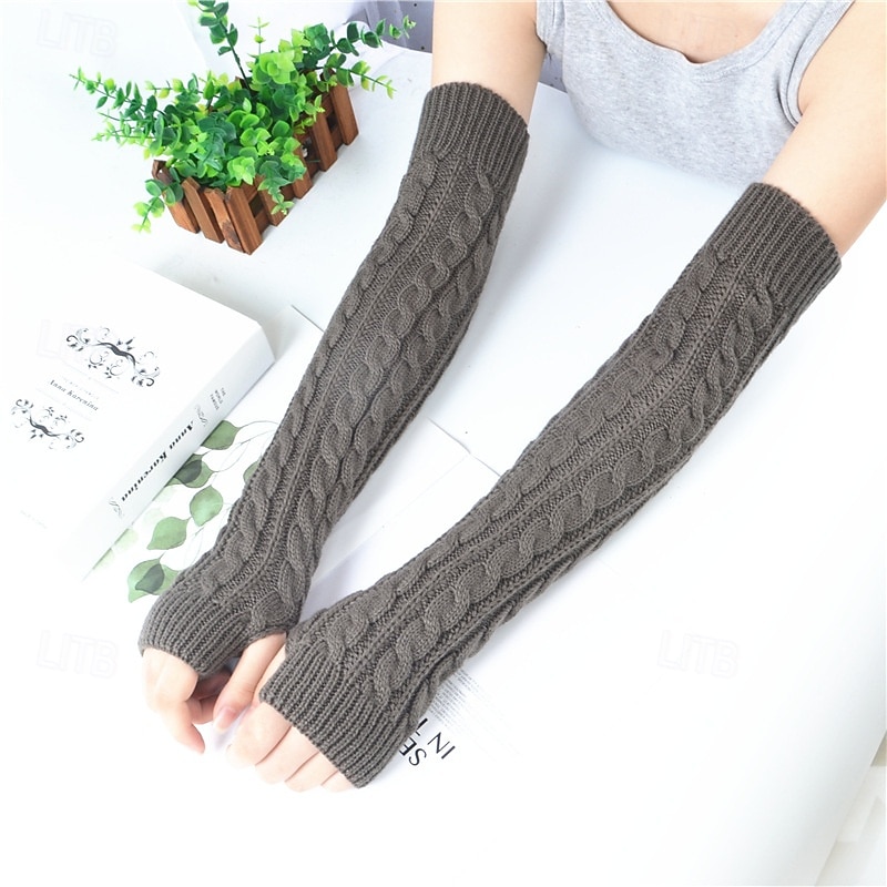 Naisten pitkät talvineulehihat, kynnettömät akryylikäsineet, lämpimät kädettömät neuleet syksyyn ja talveen, pitkät hihanlämmittimet 2026 - $10.99 –P3