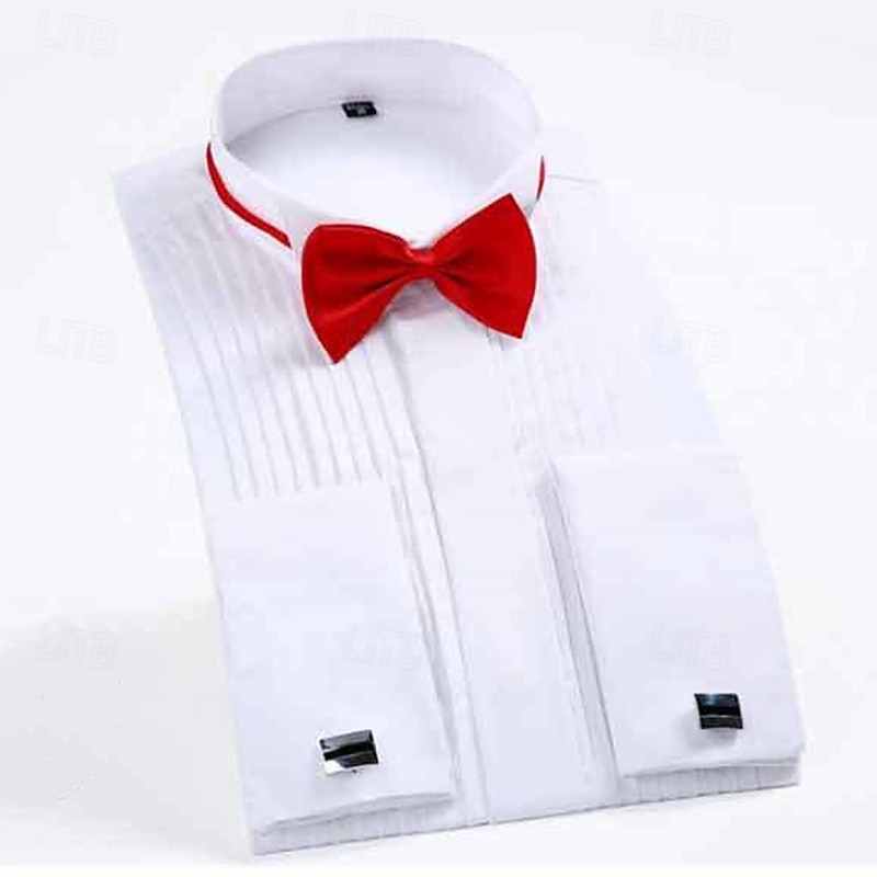 Herren Hemd Kleidhemd Bügelfreies Hemd Knopfhemd Einfach Formell Hochzeit Schwarz Weiß Rote Langarm Umlegekragen Sommer Frühling Bekleidung Schlank 2025 - $27.99 –P3