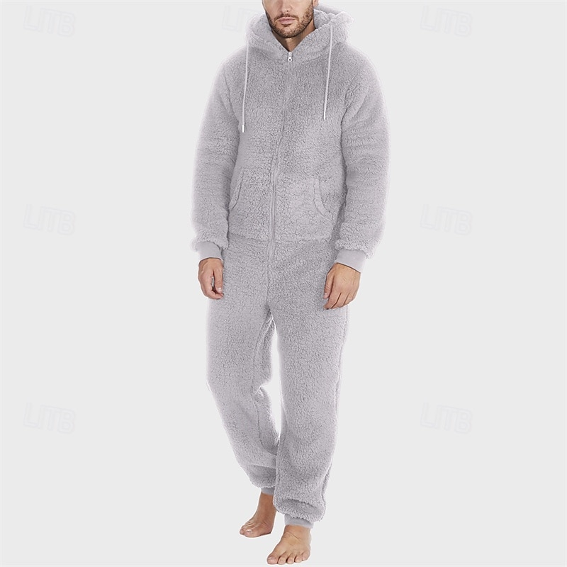 Per uomo Abbigliamento da Casa Bodysuit Pigiami 1 Pezzo Semplice Caldo Moda Elegante Casa Quotidiano Da letto Sherpa Poliestere Calore Termico Comodità Morbido Felpa con Cappuccio Manica Lunga del 2026 a $37.99 –P4