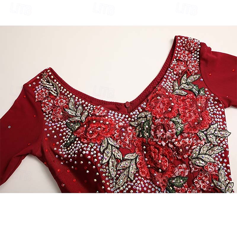 Ballsaal Tanzkleid Kristalle / Strass Damen Leistung Langarm Spandex Polyester 2025 - $348.89 –P2