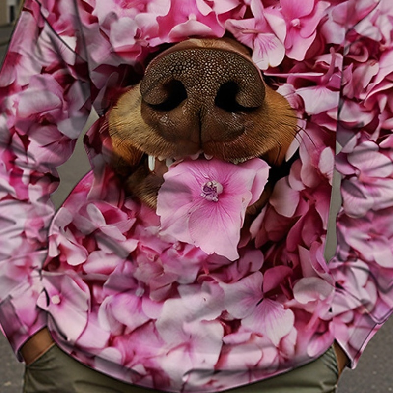 Pojkar 3D Blommig Hund T-shirt Långärmad Vår Höst Mode Grundläggande Barn 4-12 år Rund hals Utomhus Ledigt Dagligen Normal 2025 - $13.99 –P3