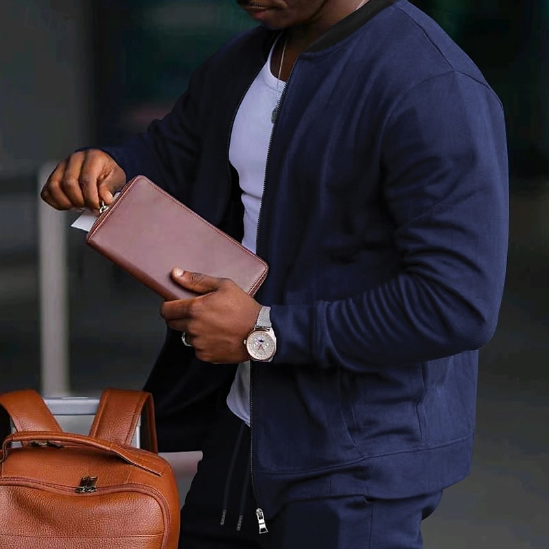 Per uomo Giacca Leggera Giacca Casual Vacanza Quotidiano Traspirante Tasca Primavera Autunno Blocco di colori Moda Classico Collo alla coreana Regolare Nero Giallo Rosso Blu marino Blu reale Giacca del 2026 a $24.99 –P13