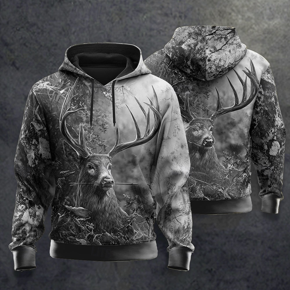 Homme Cerf Sweat à capuche Sweatshirt Mode Classique manche longue Col ras du cou Extérieur Chasse Jaune Rouge Marron Gris Cordon de serrage Automne Hiver Designer S M L XL XXL XXXL de 2026 ? $28.99 –P4