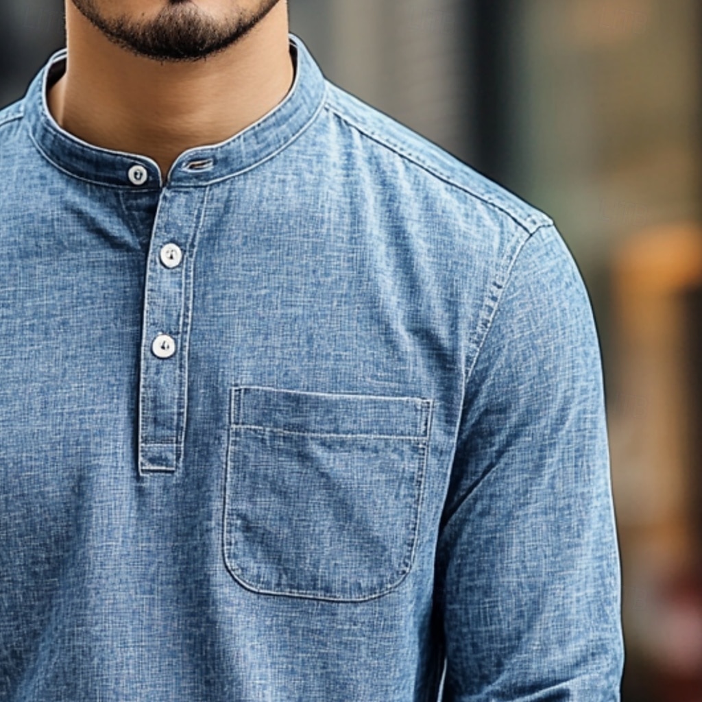 Herren Henley Hemd T-Shirt Henley Oberteil Kurzarm Einfarbig Einfach Einheitliche Farbe Mode Designer Lässig Tasche Farbblock Knöpfe Henley Outdoor Lässig Täglich Sommer Ganzjahres Hellblau Dunkelblau 2025 - $28.99 –P2