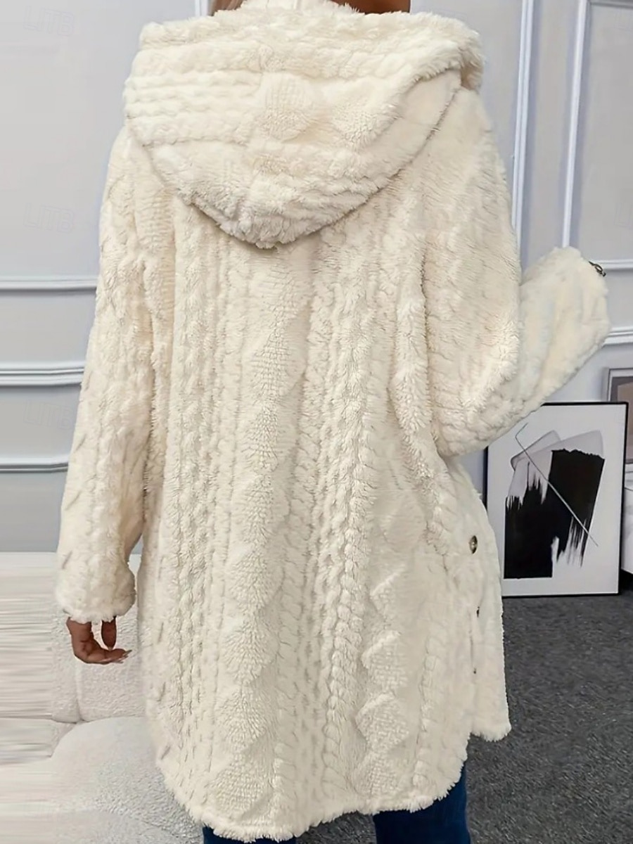 Femmes Veste Sherpa Veste Décontractée Confortable Respirant Avec Poches Boutons Occasionnel Uni Vacances Rue Occasionnel Tenue quotidienne Ouvert devant Régulier À capuche Coupe régulière manche de 2025 ? $28.99 –P5