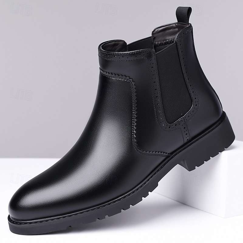 Homme Bottes Rétro Marche ancien Quotidien Cuir PU Confortable Bottes Mi-Mollet Mocassin Brun foncé Noir Printemps Automne de 2025 ? $54.99 –P12