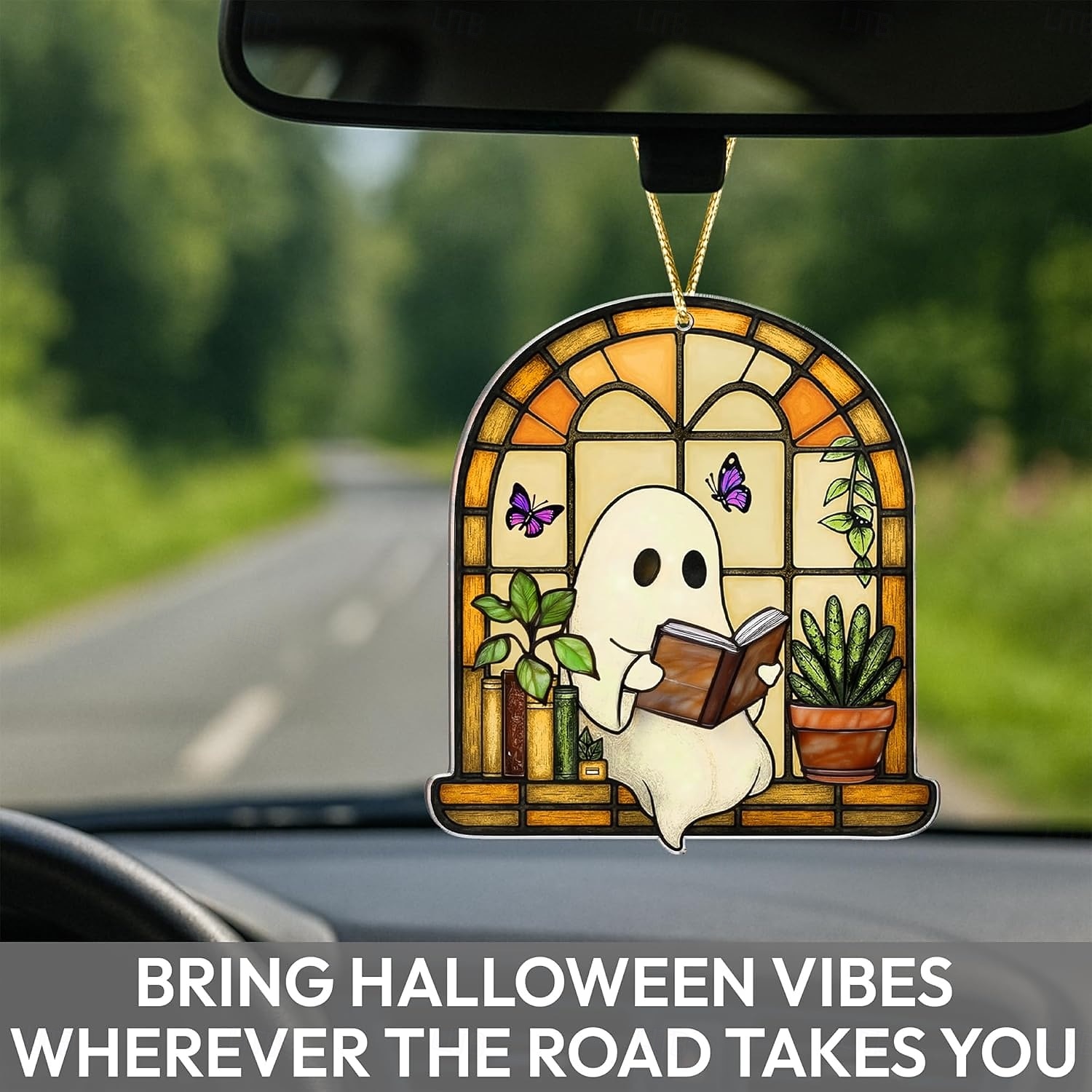 קישוטי רפאים ויטראז' דמויי אקריליק לליל כל הקדושים, לוכד שמש חמוד לקישוט ליל כל הקדושים, מתנת רוח רפאים חמודה לאוהבי ספרים, קישוט סתיו גותי לחלון, מתנות ליל כל הקדושים לנשים 2025 - $4.99 –P2