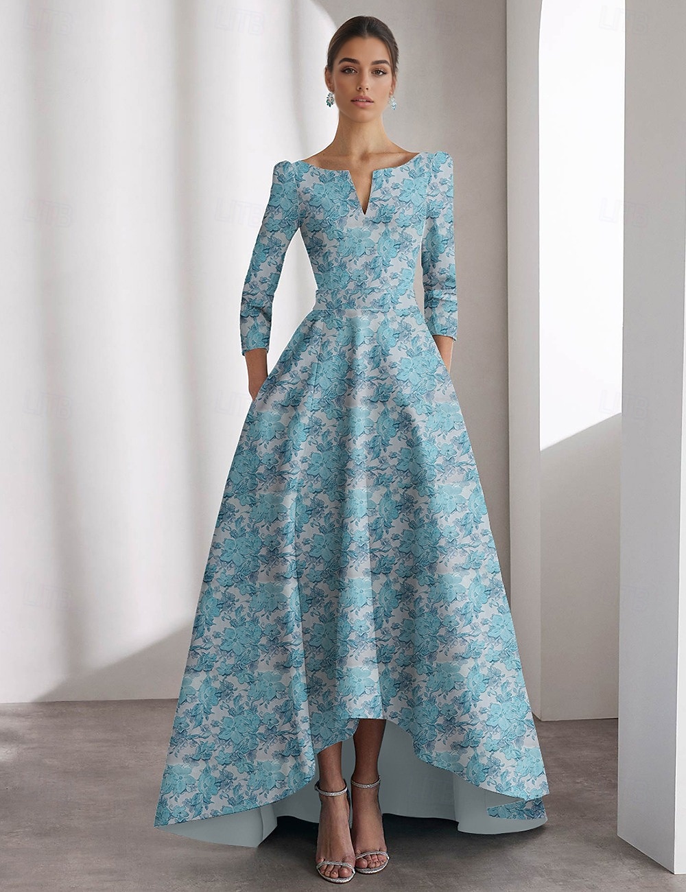 A-Linie Asymmetrisch Knöchellänge Cocktailkleider Abendkleid Ballkleid Festliche Kleidung Elegant Vintage Kurzarm V Ausschnitt Hochzeit Formell Nylon mit Blumenmuster Tasche 2026 - $195.99 –P7