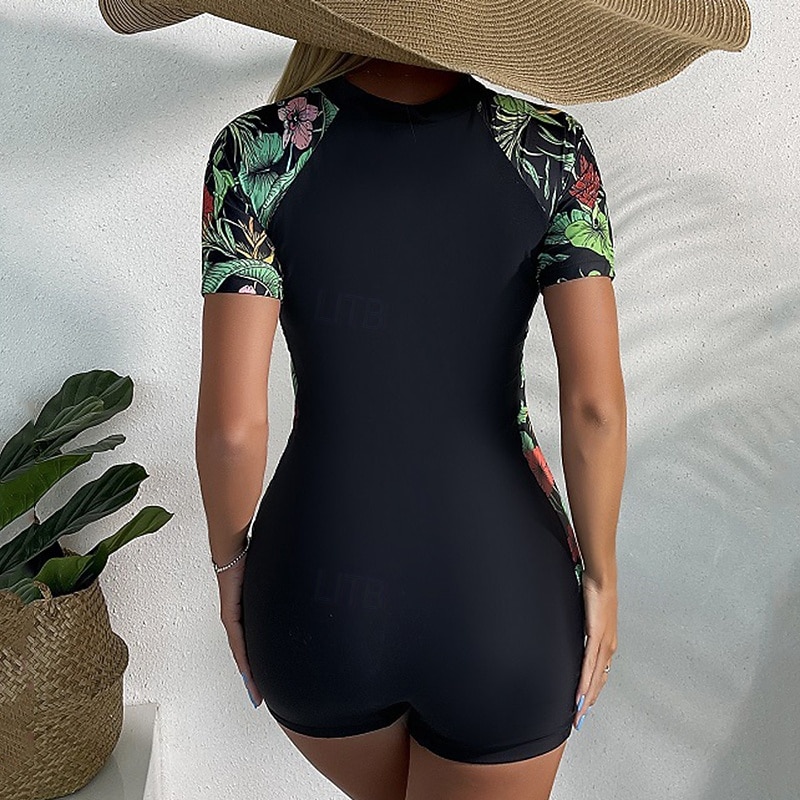 Pentru femei Costume de baie pentru tot corpul Costum Scufundări din Piele UPF50+ Uscare rapidă Înaltă Elasticitate Manșon scurt Costume de Baie Fermoar Față Înot Scufundare Surfing Snorkeling Peteci 2025 - $28.99 –P12