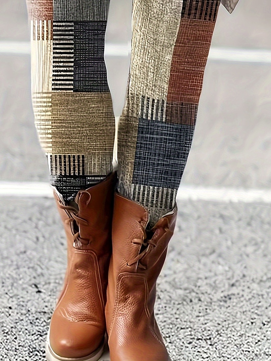 Dam Byxor Damasker Mysiga leggings Semester Vintage Streetwear Fullängd Naturlig Grafisk Geometrisk Lappverk Snörning Lappverk Elastisk midja Bekväm Utomhus Hög Elasisitet Utomhus Streetwear Semester 2026 - $21.99 –P3