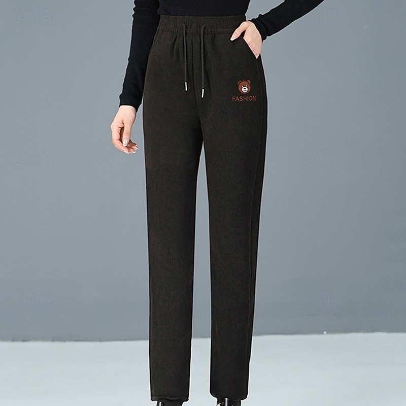 Damskie Spodnie dresowe z polaru Spodnie lounge Ściągana na sznurek Odporność na wiatr Ciepłe Wysoka talia Siłownia Na zewnątrz Bieganie Doły Jednokolorowe Czarny Khaki Kawowy Sport Odzież sportowa 2026 - $8.99 –P5