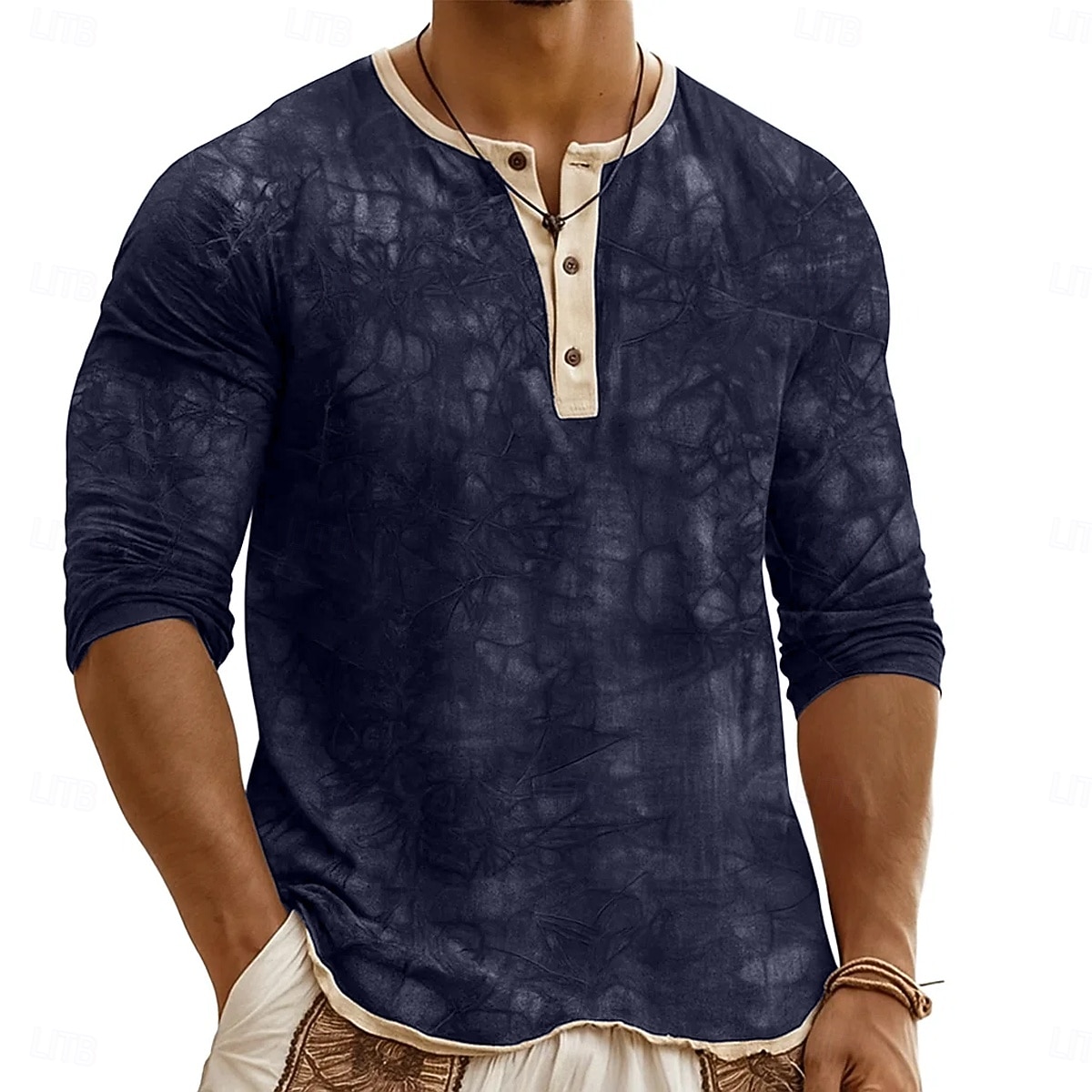 Homme Chemise Henley T-shirt Haut Henley manche longue Teinture par nouage Mode Designer Occasionnel Tie Dye Bloc de Couleur Boutons Henley Occasionnel Quotidien Extérieur Été Printemps Toutes saisons de 2026 ? $21.99 –P7