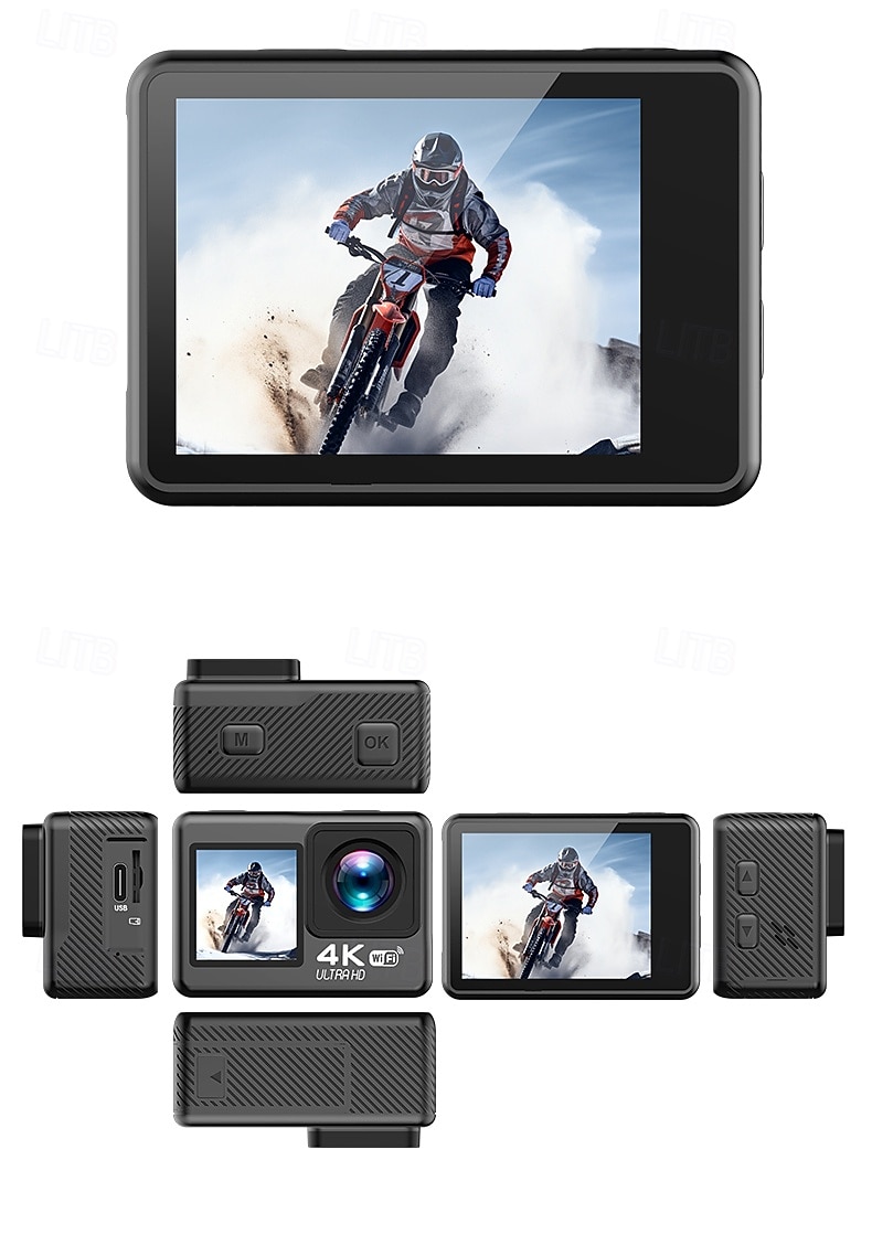 Cameră sport impermeabilă de înaltă definiție 4k cu ecran dublu pentru ciclism, scufundări și fotografie aeriană, aparat de înregistrare foto și video integrat cu conectivitate mobilă wifi și 2026 - $76.99 –P16