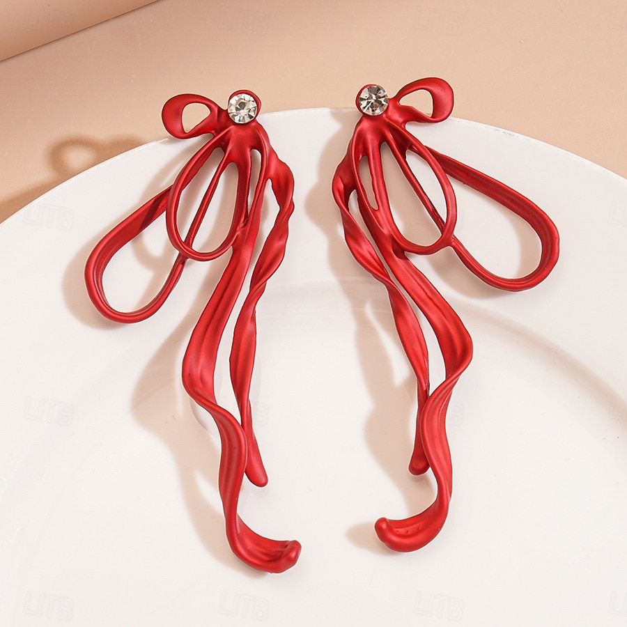 orecchini pendenti con nastro colorato da donna e perno di cristallo: gioielli audaci per feste, serate fuori ed eventi di moda del 2025 a $11.99 –P4