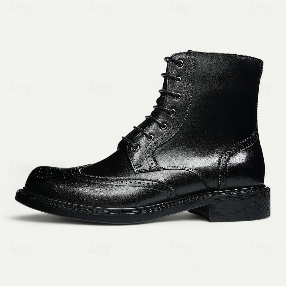 Pánské hnědé kotníkové boty s brogue vzorem, klasický design s křídlovým hrotem, robustní outdoorové pracovní boty pro volný čas v podnikání, cestování a každodenní nošení 2025 - $129.99 –P3