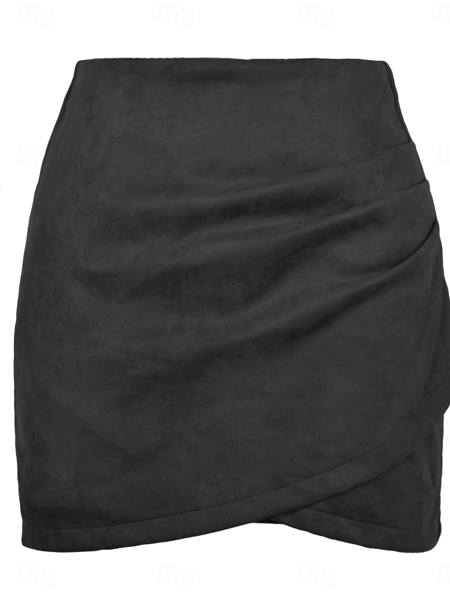Damen Rock A-Linie Elegant Mode Mini Hohe Taille Röcke Einfach Mikroelastisch Straße Date Schwarz Rosa Khaki Grau Frühling Velourleder 2025 - $22.99 –P5
