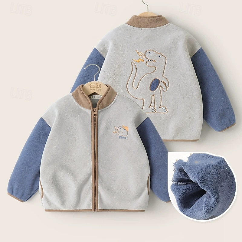 Barn Unisex Fleece-jacka Baseballjackor Ytterkläder Färgblock Långärmad Komfort Knappar Håller värmen Mjukt Fleece Täcka Utomhus Mode Dagligen Blå Grön Grå Vår Höst 4 år + 2025 - $36.99 –P7