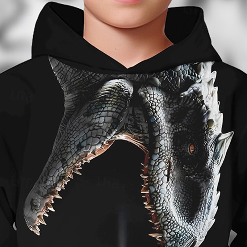 Halloween Pojkar 3D Dinosaurie Huvtröja Långärmad Vår Höst Mode Streetwear Barn 4-12 år Huva Utomhus Ledigt Dagligen Normal 2025 - $18.99 –P2