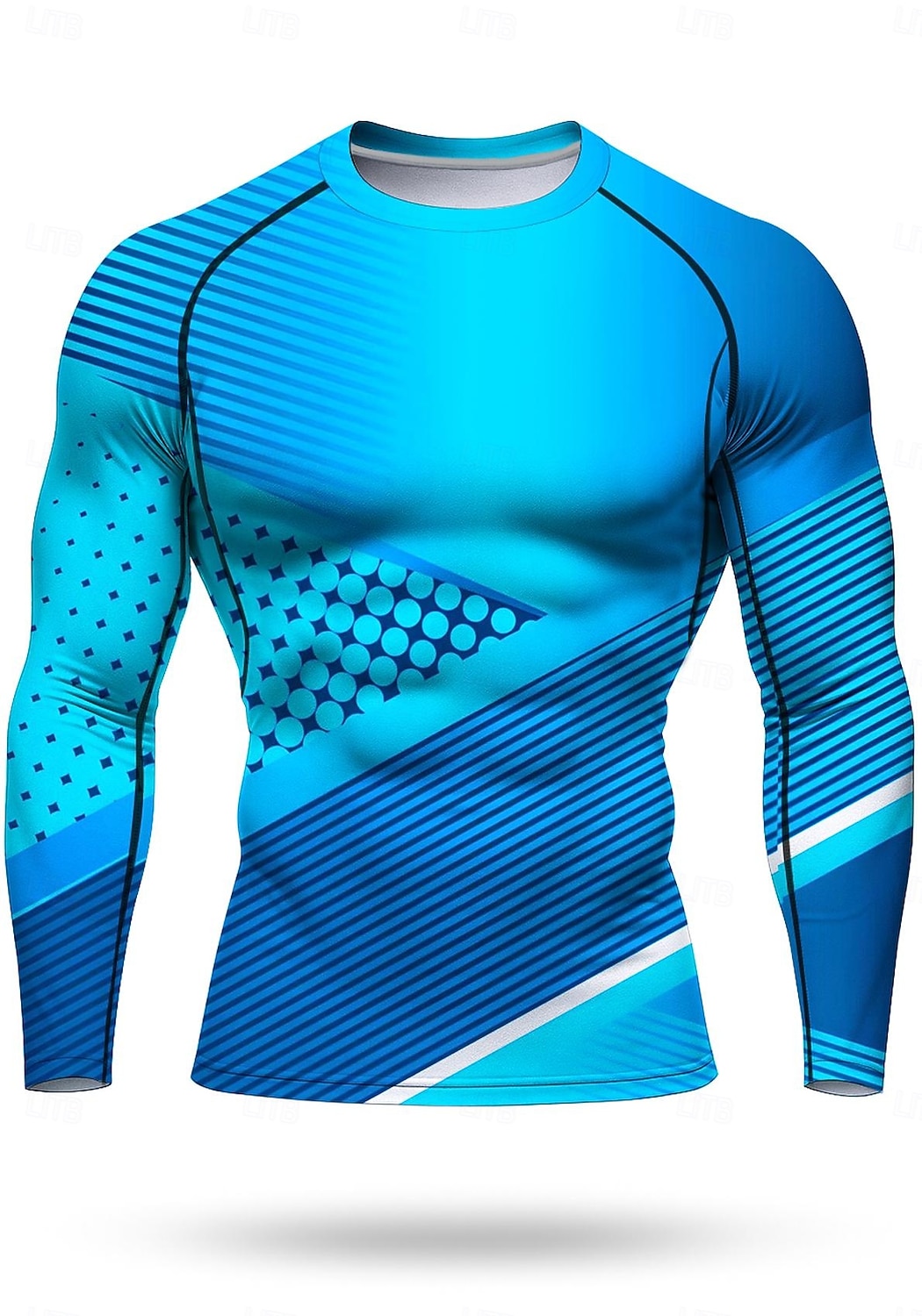 Муж. Универсальные Футболка для бега Спортивная рубашка Фитнес-рубашка Рубашка тренировки Беговой верх Длинный рукав Футболка Футболка Лето Весна Осень Зима Геометрический принт UPF 50 2026 - $18.99 –P1