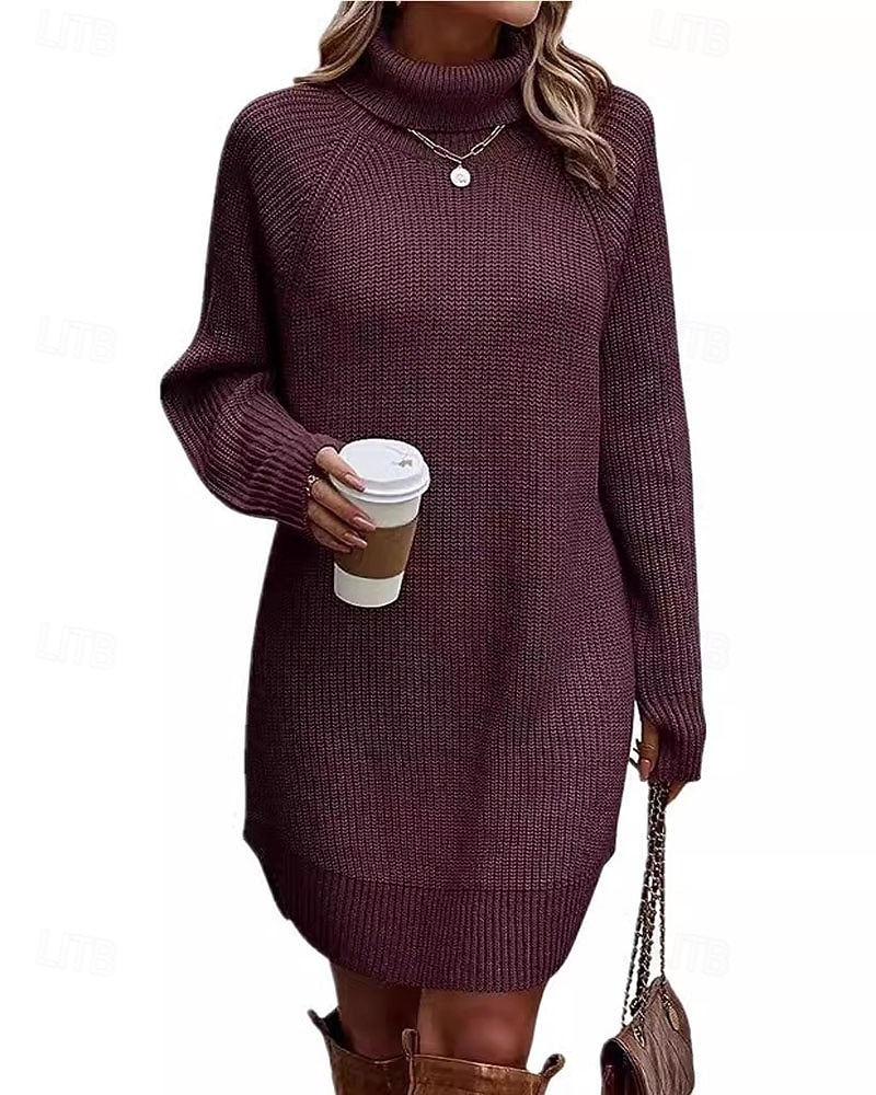 Femmes Mini Robe Robe Pull Mode Moderne Quotidien Fête Sortir Coupe régulière Uni manche longue Col roulé Noir Blanche Vert Véronèse Fuchsia Automne Hiver de 2025 ? $39.99 –P11