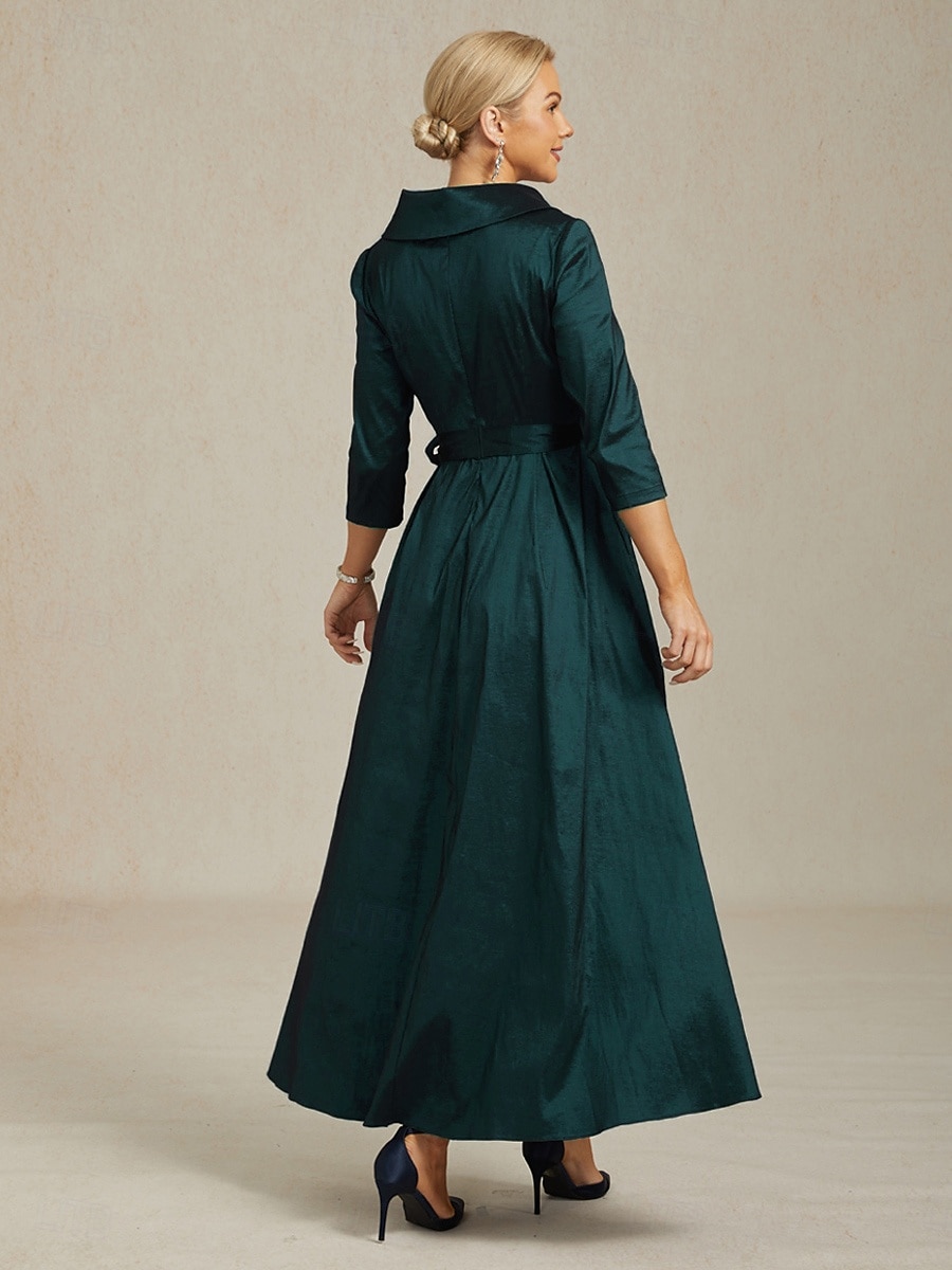 Femmes Robe Maxi Robe de Soirée Élégant ancien Coupe régulière Couleur Unie Manche 3/4 Col en V Vert Emeraude Automne Hiver de 2025 ? $129.99 –P2