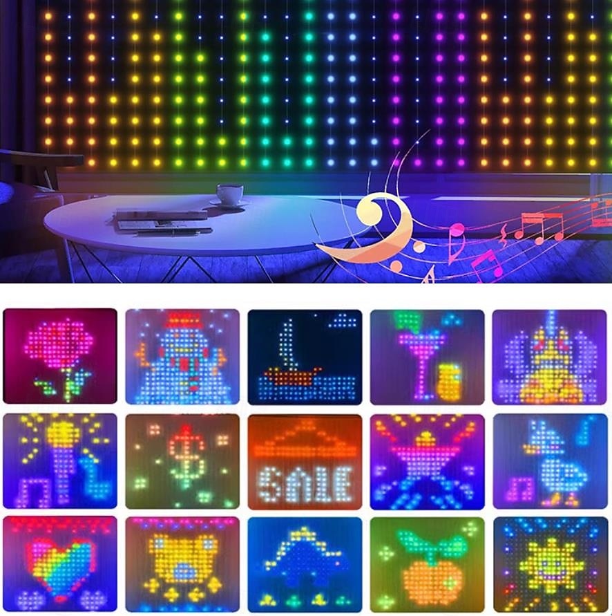 chytré LED záclonové světýlka, LED záclonové světýlka měnící barvu, dynamické DIY záclony s vílími řetězci do ložnice, pozadí, párty, interiéru, exteriéru (aplikace, dálkové ovládání) 2026 - $105.31 –P7