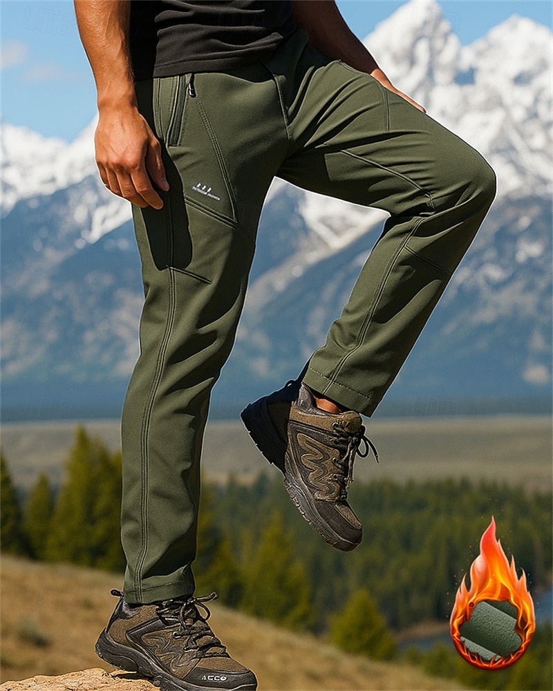 בגדי ריקוד גברים מכנסיים לטיולי הליכה מכנסיים רכיבה על אופניים מעיל חורף מכנסי פליסה חורף סתיו חיצוני רגיל עמיד למים עמיד חם מכנסיים כיס ירוק צבא אפור כהה 2026 - $36.99 –P1
