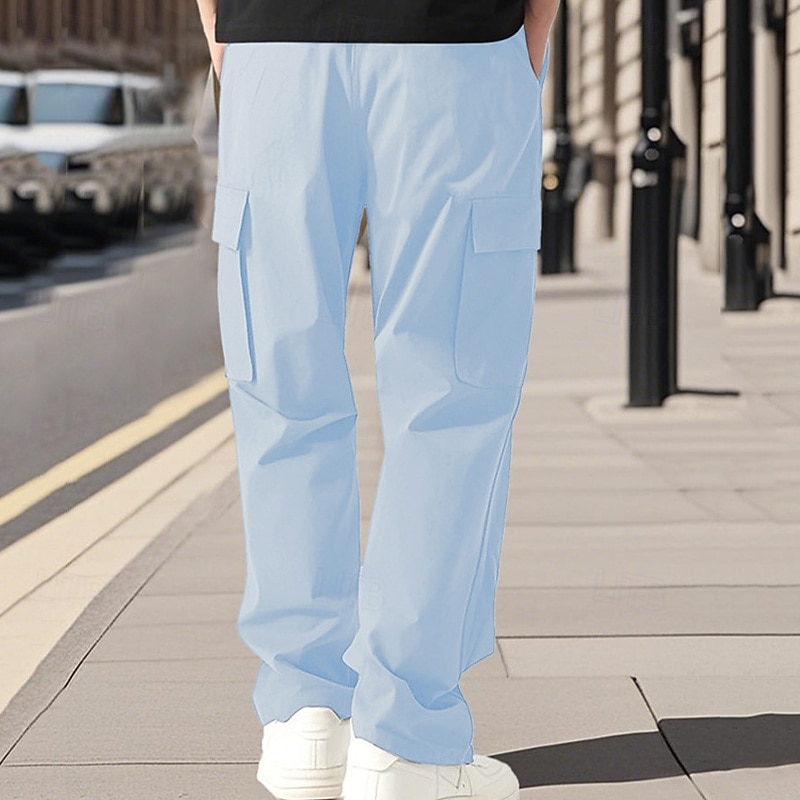 Herren Cargo-Hosen Hose Kordelzug Elastischer Bund Mehrere Taschen Einfach tragbar Outdoor Täglich Campen und Wandern Mode Klassisch Schwarz Weiß 2026 - $18.99 –P8