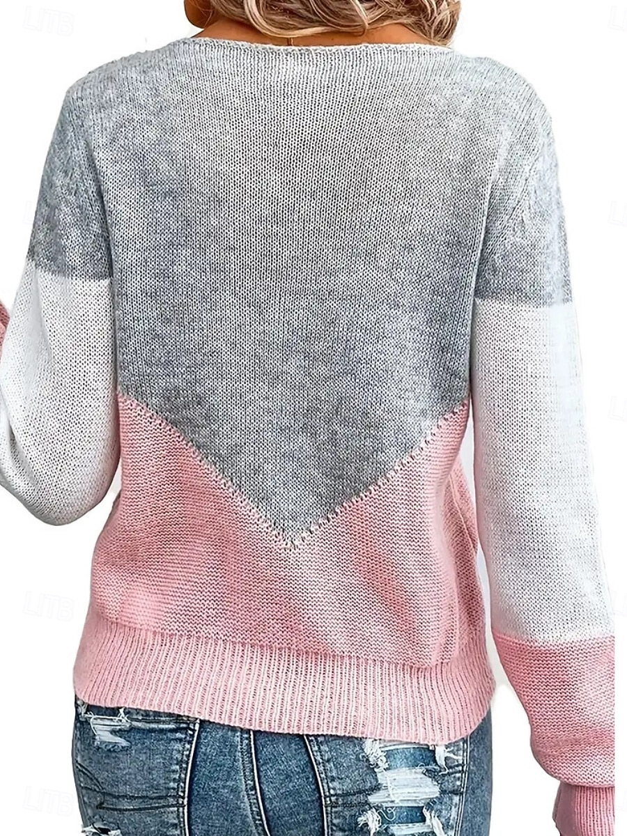 Dámské Svetr Na běžné nošení Měkké Geometrický Rýhovaný Tričkový Slátanina Pletený Dlouhý rukáv Běžné topy Plést Venkovní Denní Víkend Černá Žlutá Podzim Zima 2025 - €28.34 –P3