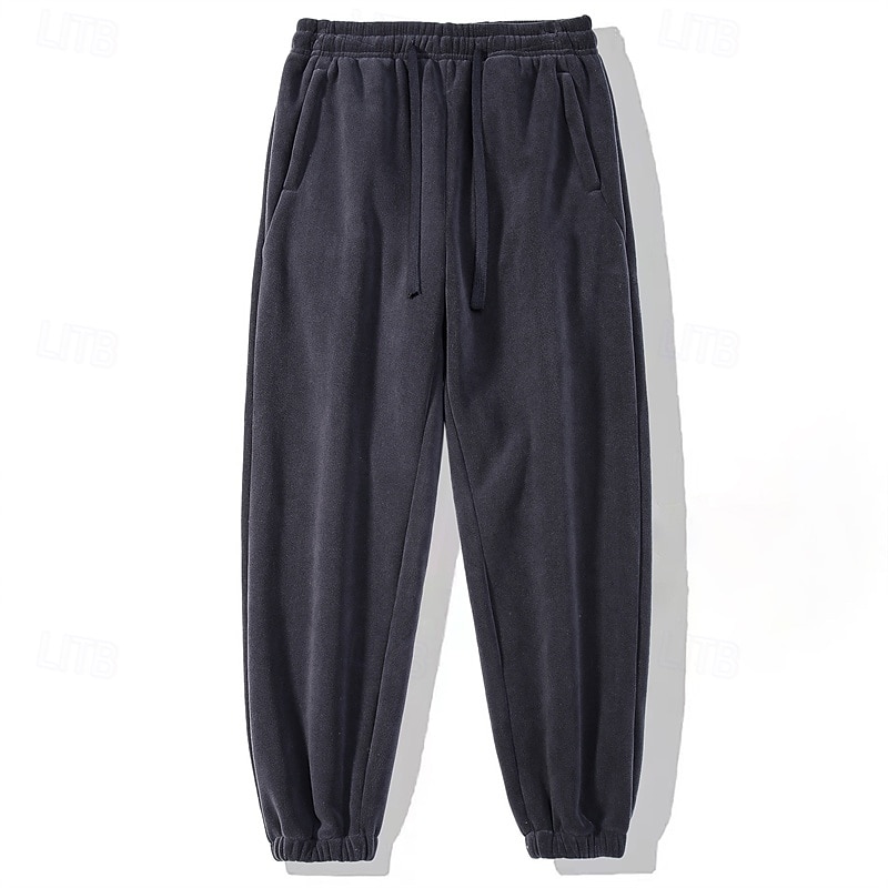 Herren Jogginghose Fleecehose Hose Winterhose Kordelzug Tasche Elastischer Bund Einfach Komfort Warm Sport im Freien Täglich Mode Lässig Schwarz Khaki Mikroelastisch 2026 - $28.99 –P13