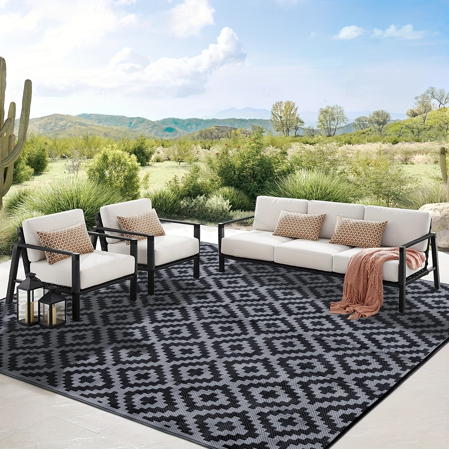 tappeto da esterno impermeabile per patio, tappeto da esterno reversibile in paglia di plastica, tappetini da campeggio per decorazioni da esterno, camper, cortile, terrazza, balcone, picnic del 2026 a $77.99 –P4