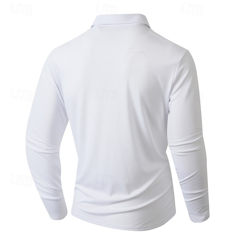 Herren Golfshirt Golf Poloshirts Arbeit Lässig Revers Langarm Basic Modern Einfach Tasche Knöpfe Frühling Herbst Normale Passform Schwarz Weiß Marineblau Dunkelgrün Khaki Armeegrün Golfshirt 2025 - $22.99 –P9