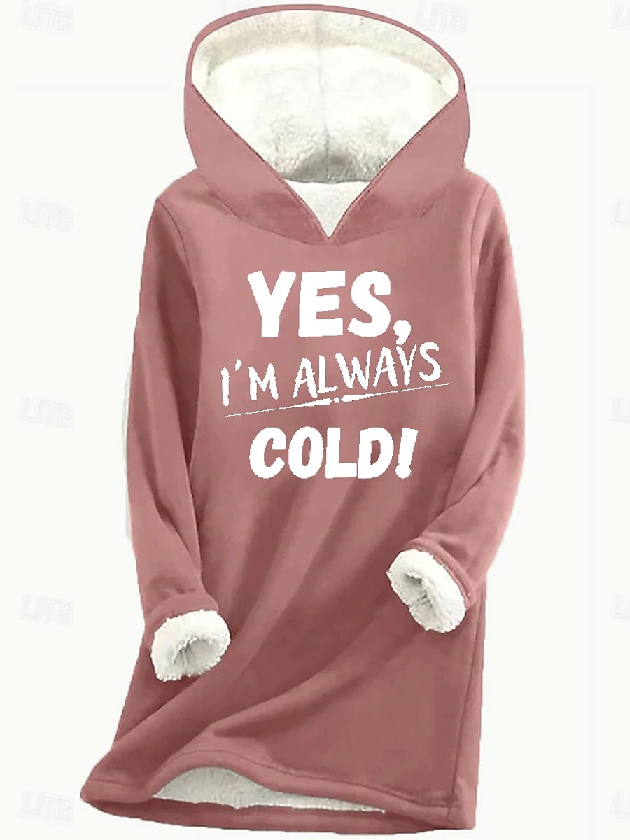 Damskie Bluza z kapturem i bluzą Nadruk Graficzny Litera Codzienny Komfort Długi rękaw Kaptur Długie topy Codzienny Ulica Na co dzień Niebieski Rumiany róż Szary Jesień Zima 2026 - $31.99 –P1