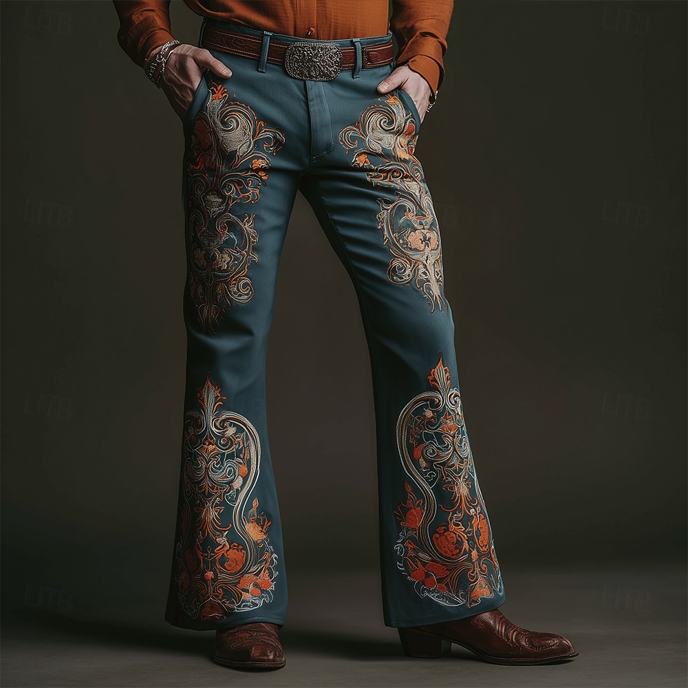 Per uomo Paisley Stampa Floreale Etnico Pantaloni da discoteca Pantaloni a zampa d'elefante anni '60 e '70 Misura del girovita medio Western Vintage Retrò All'aperto Vacanza Casuale Tasche Laterali del 2026 a $29.99 –P1