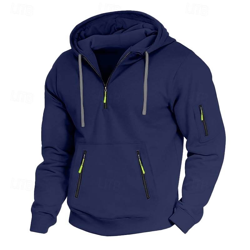 Pánské Kapuce Mikina se zipem na čtvrtletí Fleecová mikina Taktická mikina s kapucí Černá Námořnická modř Khaki Světle šedá Tmavě šedá Kapuce Bez vzoru Zip Sporty a outdoor Ležérní Denní Šik ven 2025 - $23.99 –P4