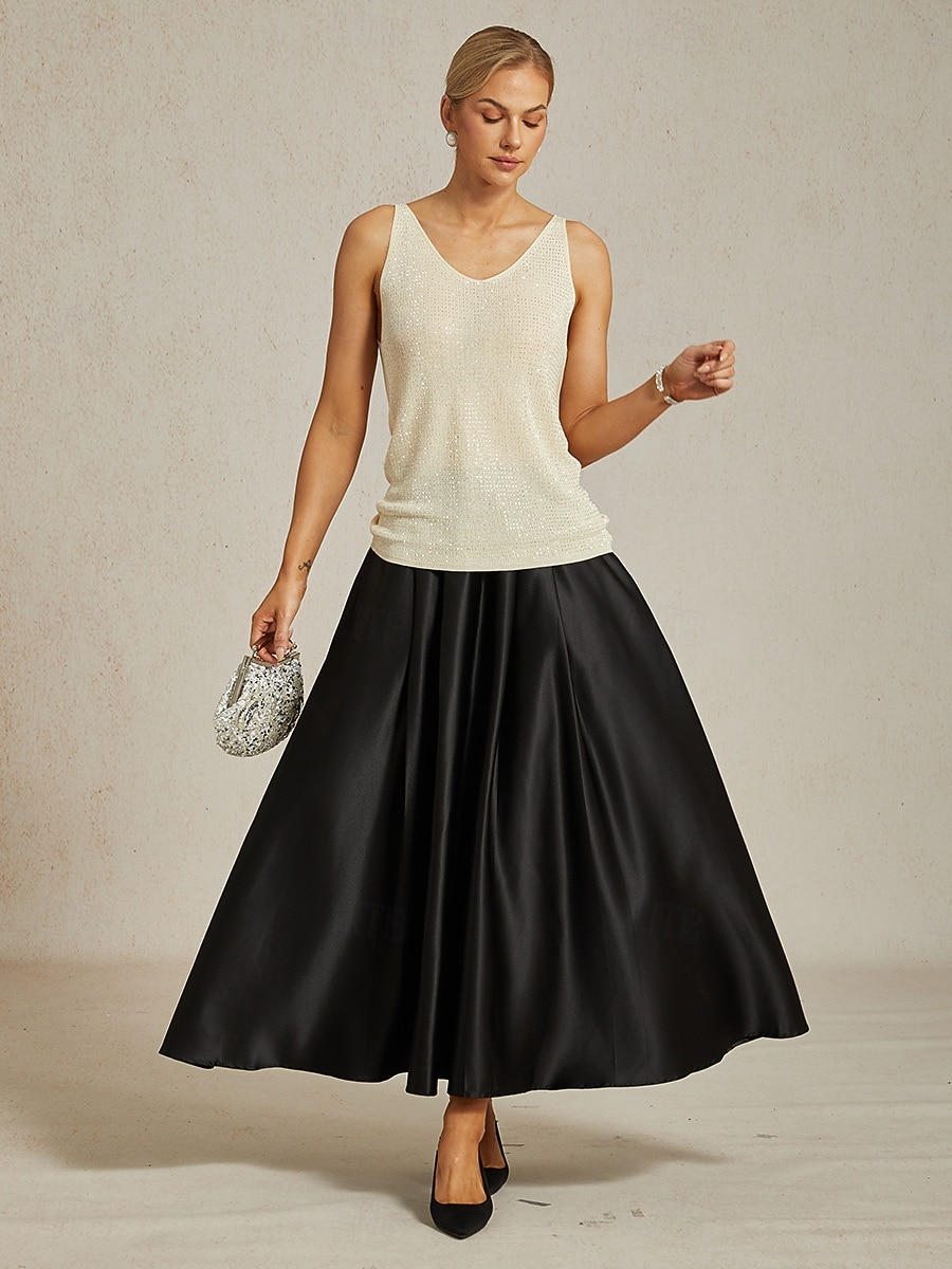 Damen Camisole-Tanktop Elegant Party Ärmellos V Ausschnitt Normale Oberteile Hochzeitsgast Party-Abendmode Niete Glitzer Perlenbesetzt Champagner Sommer Frühling Herbst 2026 - $49.4 –P4