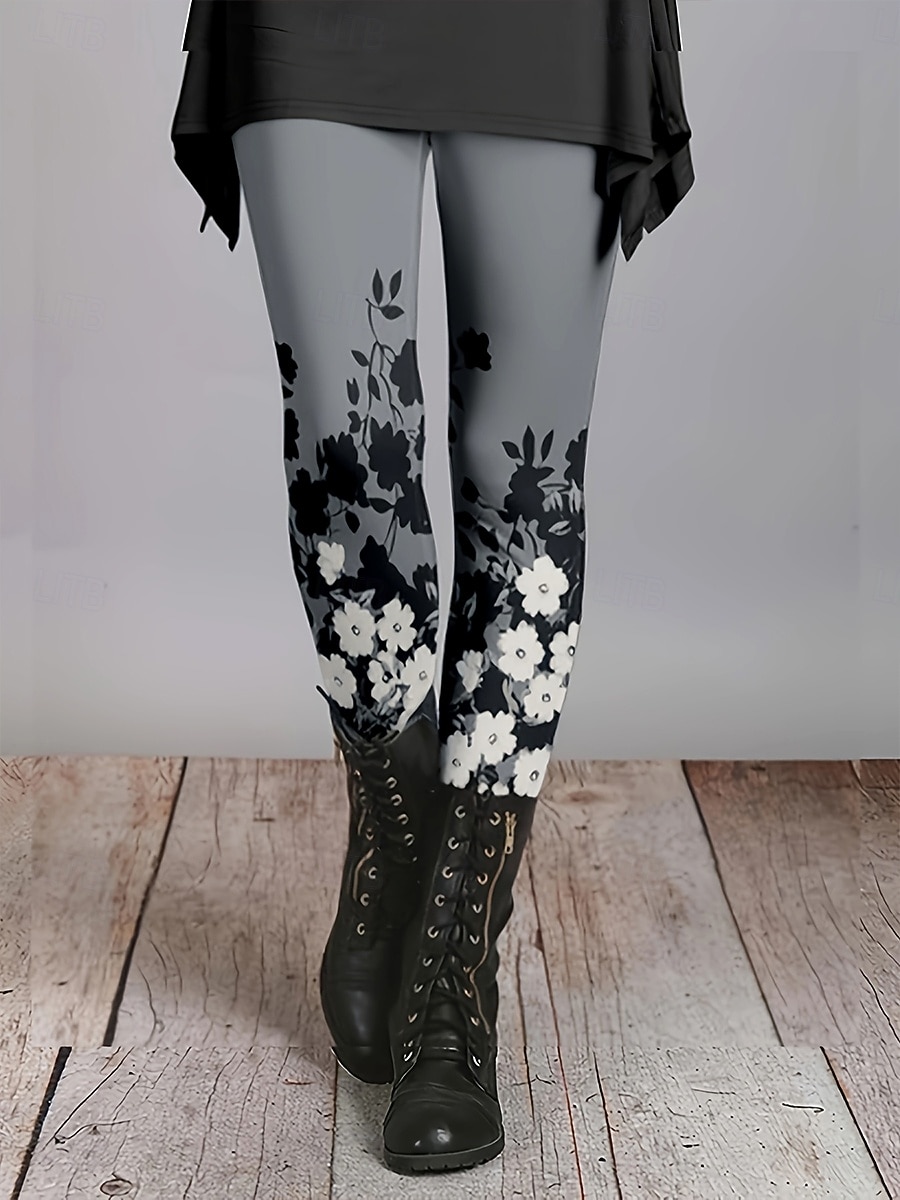Mujer pantalones Polainas Leggings cómodos Vacaciones Vintage Ropa de calle Hasta el Tobillo Cintura Media Graphic Flor Cintura elástica Estampado Confortable Al Aire Libre Cómodo Alta elasticidad 2026 - $21.99 –P1