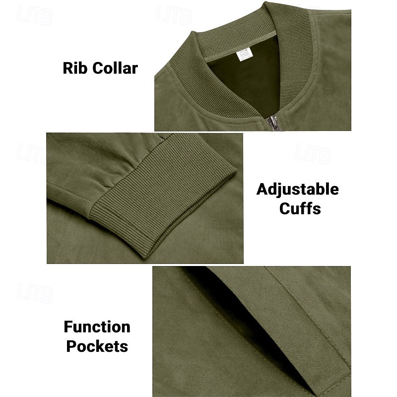 Herren Imitat-Lederjacke Freizeitjacke Urlaub Täglich Warm Tasche Herbst Winter Einfach Mode Klassisch Stehkragen Regulär Schwarz Marineblau Meeresblau Braun Armeegrün Jacken 2025 - $27.99 –P8