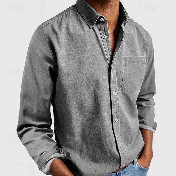 Herren Hemd Freizeithemd Knopfhemd Schwarz Weiß Rosa Rote Marineblau Langarm Einfach Revers Lässig Täglich Fronttasche Bekleidung Elegant Mode Lässig 2025 - $20.99 –P7
