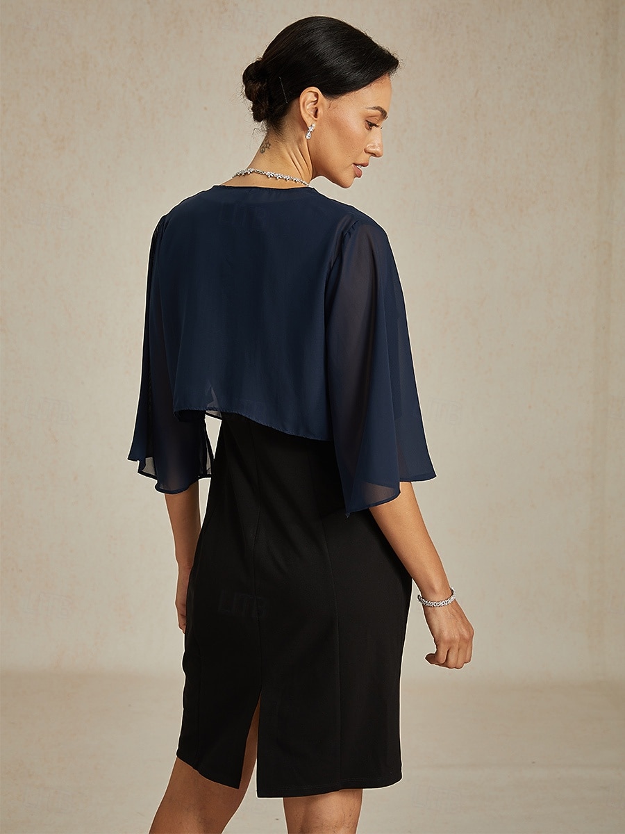 Női Flowy felsők Sifon felsők Tömör szín Elegáns Háromnegyedes Aszimmetrikus Crop Tops Esküvői vendég Sötétkék Nyár Tavasz Ősz 2025 - $29.99 –P2