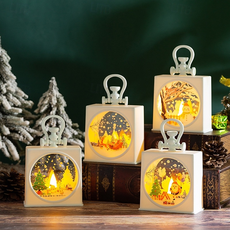 1 st 12,3 * 9,5 cm jul-LED-ljusremsa med upplyst handhållen lampa jultomten snögubbe ren julgran inomhus- och utomhusbordsdekorationslampa AG13 * 3 batterier 2025 - $4.49 –P9