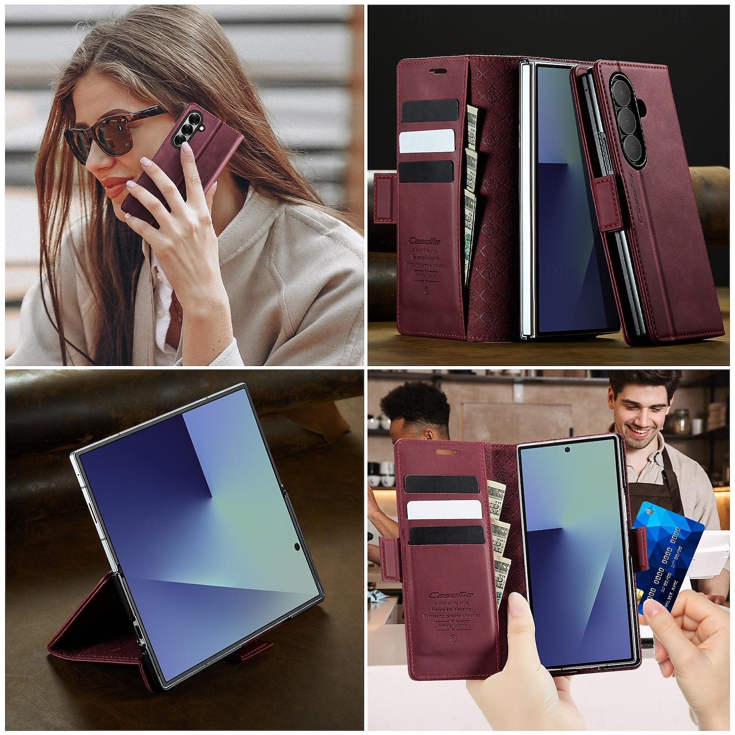Phone Case For Samsung Galaxy Z Fold 7 Magnetic Adsorption Wallet Case Magnetic Full Body Protective Kickstand TPU PU Leather 2025 - $13.99 –P14
