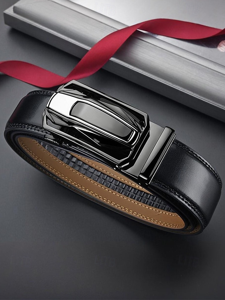 Herrebelte i ekte skinn med bilspenne – luksuriøst automatisk skrallebelte til dress for forretnings-, fritids- og formell bruk 2025 - $18.99 –P8