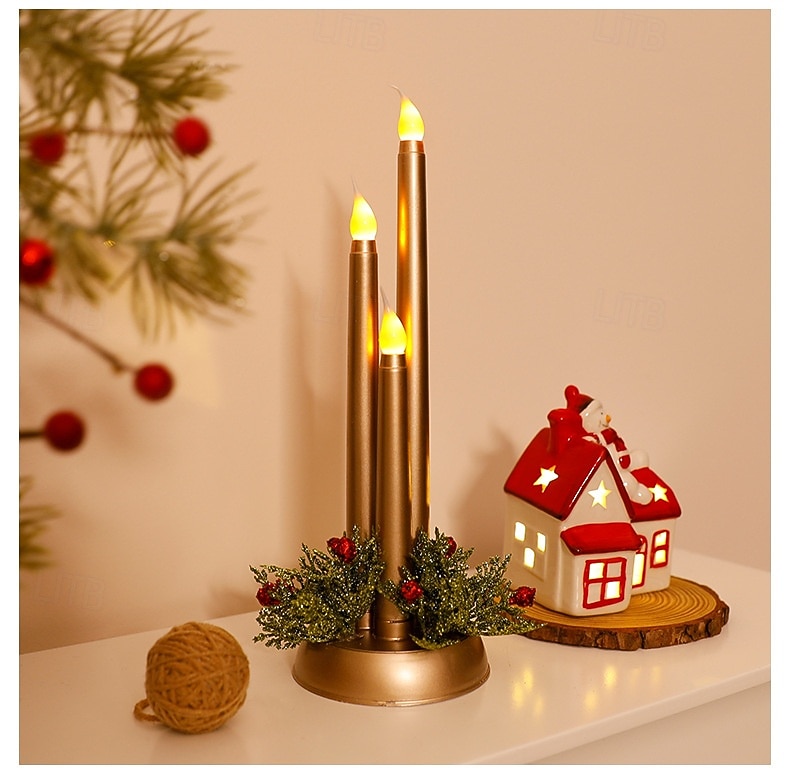 3 Pcs 30 * 10CM Christmas Halloween Valentine's Day Simulation Candlestick Candlestick LED Ornament Light Desktop Atmosphere Decorative Light Nightlight AAA Battery Box 2025 - CAD $21.99 –P3