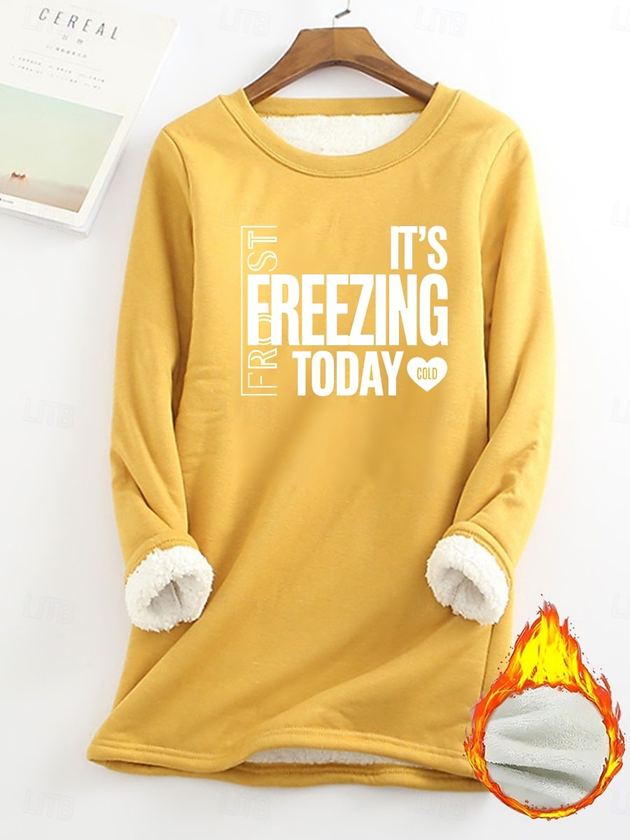 Női Pulóver pulóver Pullover Pulóverek Szöveg Meleg Utcai sikk Alkalmi Hosszú ujj Terített nyak Hosszú felsők Otthon Hétköznapi Nyomtatott Fekete Sárga Arcpír rózsaszín Sötétrózsaszín Medence Ősz Tél 2025 - $23.99 –P2