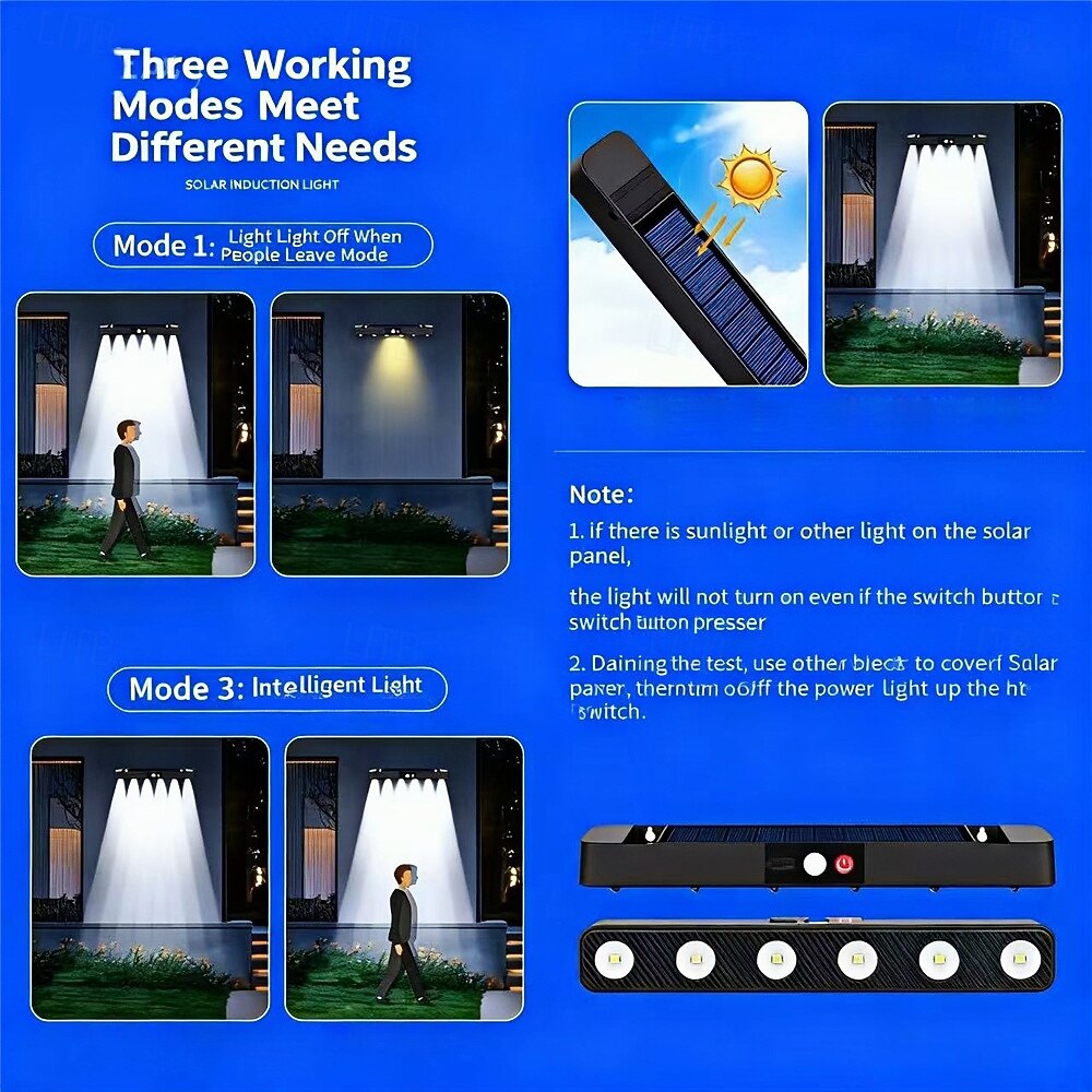 6 Leds 8Leds Solar Courtyard Strip Wall Light Outdoor Garden Intelligent Sensing Wall Washing Light With Home Sign Atmosphere Light  1PC 2026 - $21.99 –P8